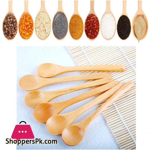 Pack of 6 Wooden Bamboo Spice jar Spoon/Suger Pot Spoon/Tea & Coffee Mixing Spoon/Ice Cream Spoon