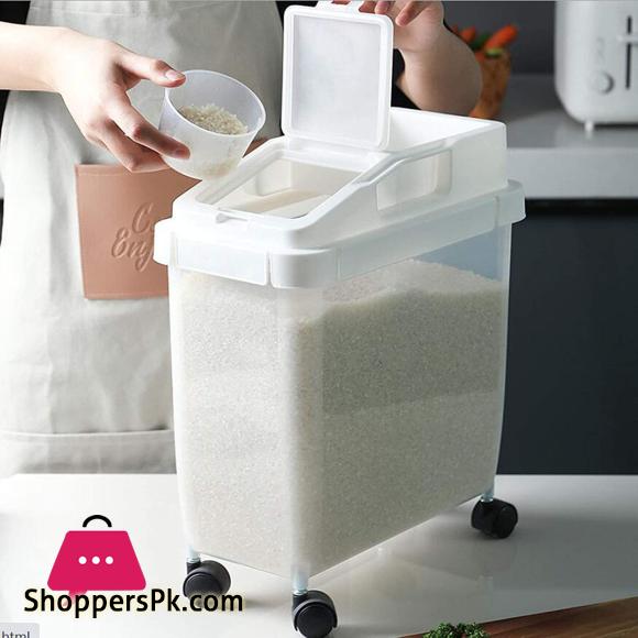 Rice Bucket Kitchen Grain Storage Box Removable Rice Bucket Moisture-proof Plastic Grains Rice Storage Tank 10KG