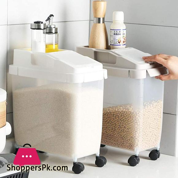 Rice Bucket Kitchen Grain Storage Box Removable Rice Bucket Moisture-proof Plastic Grains Rice Storage Tank 10KG