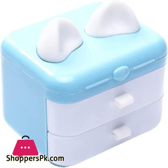 Sewing Supplies Organizer Cute Cat Ear Sewing Storage Box Double Laye Mini Sewing Kit DIY Crafts Sewing Accessories Storage Basket for Thread Needles Scissors