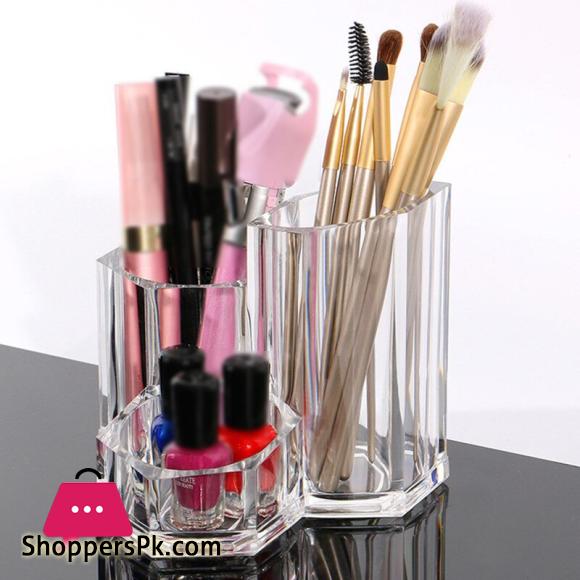 Transparent Acrylic Storage Box Creative Canister Desk Organizer for Cosmetic Brushes Eyebrow Pencil Mac Cosmetics