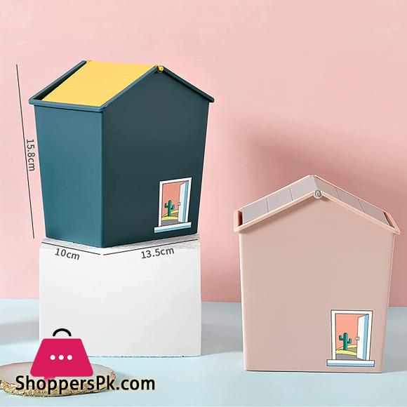 Trash Can Creative Mini House Portable Desktop Car Waste Bin Small And Cute Office Living Room Bedside Family Flip Rubbish Bin