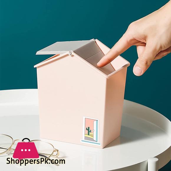 Trash Can Creative Mini House Portable Desktop Car Waste Bin Small And Cute Office Living Room Bedside Family Flip Rubbish Bin