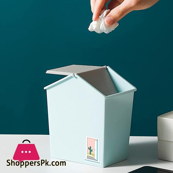 Trash Can Creative Mini House Portable Desktop Car Waste Bin Small And Cute Office Living Room Bedside Family Flip Rubbish Bin