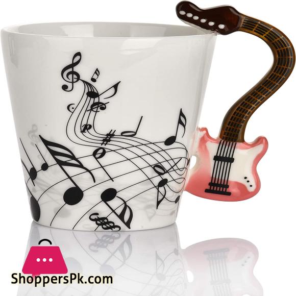 12 Oz Violin Music Unique Handle Art Musical Notes Holds Tea Coffee Milk Ceramic Mug Cup ,Black