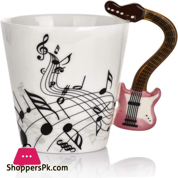 12 Oz Violin Music Unique Handle Art Musical Notes Holds Tea Coffee Milk Ceramic Mug Cup ,Black