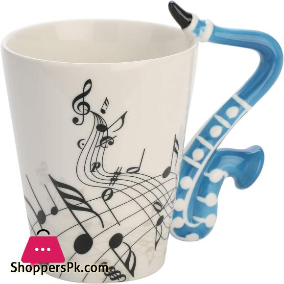 12 Oz Violin Music Unique Handle Art Musical Notes Holds Tea Coffee Milk Ceramic Mug Cup ,Black