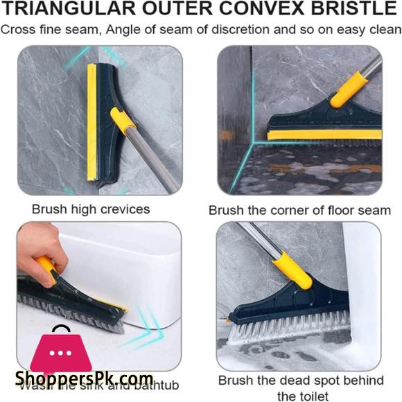 2 in 1 Cleaning Scrub Brush Adjustable V-shaped Floor Brush Scrubber 120 Degree Triangular Rotating Brush Head