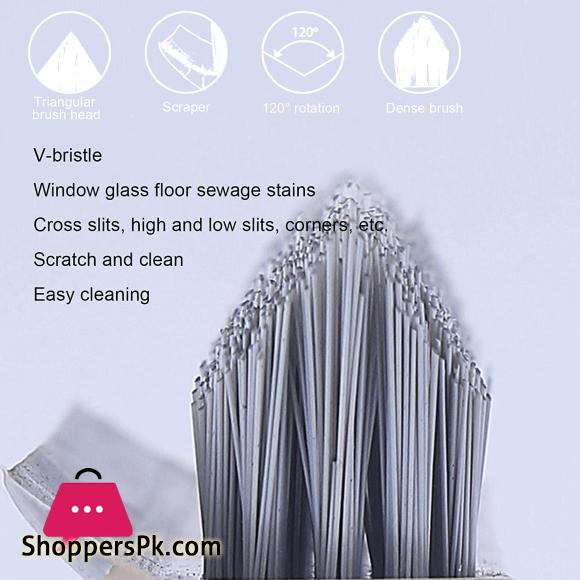 2 in 1 Cleaning Scrub Brush Adjustable V-shaped Floor Brush Scrubber 120 Degree Triangular Rotating Brush Head