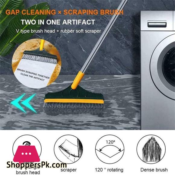 2 in 1 Cleaning Scrub Brush Adjustable V-shaped Floor Brush Scrubber 120 Degree Triangular Rotating Brush Head