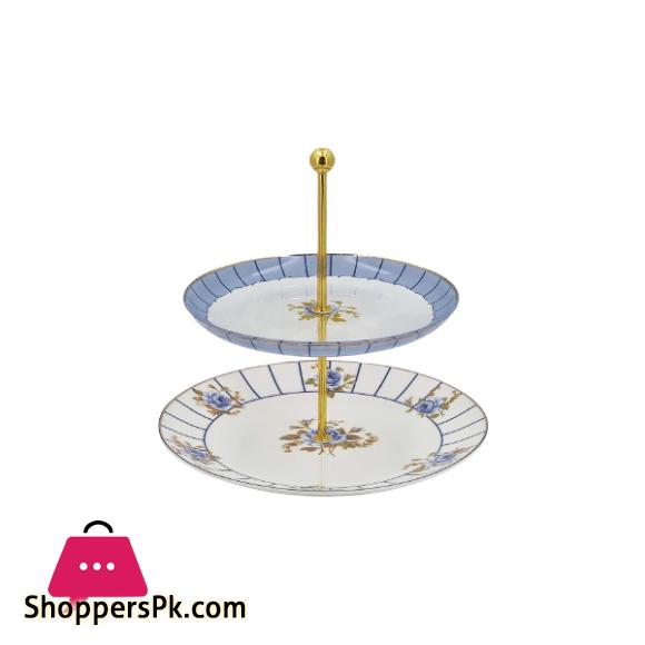 ANGELA BlueRose Ceramic 2 Tier Cake Dish Cup Cake Stand – MK189