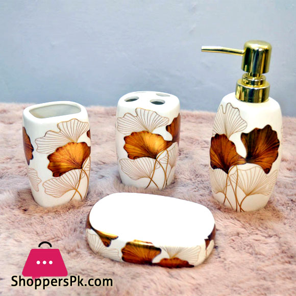 Flora Bathroom Set Stone Set of 4-Pcs