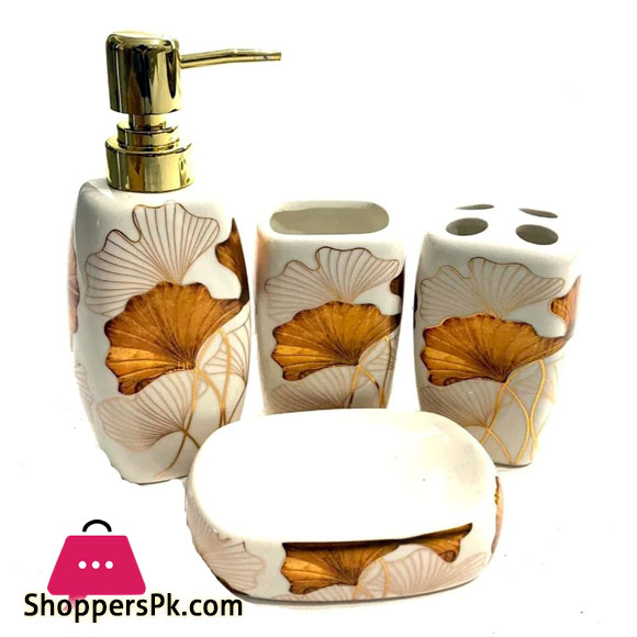 Flora Bathroom Set Stone Set of 4-Pcs