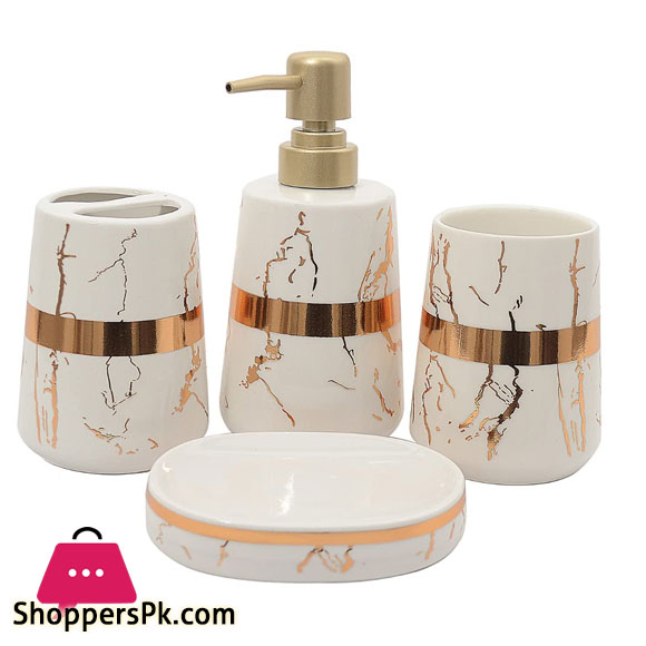 Amie-Naz Bathroom Set Stone Set of 4Pcs