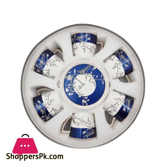 Angela Ceramic Blue White Cup and Saucer Set of 6 Piece - MK242