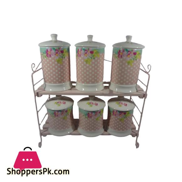 Angela Ceramic Pink Rose Jar Set 6 Piece - ZP396