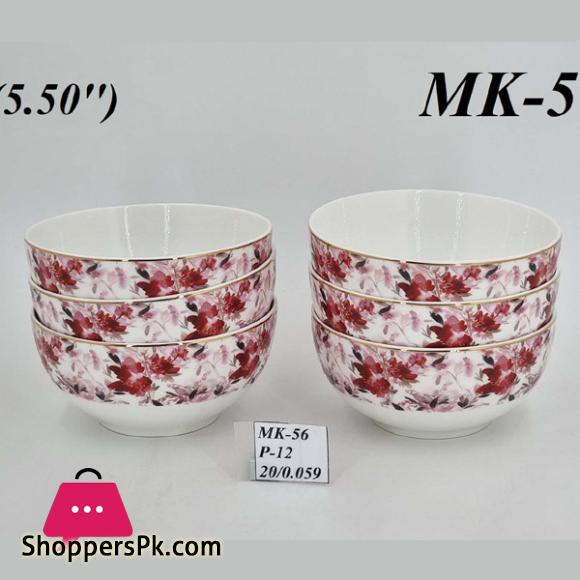 Angela Serving Bowl 6 Pcs Sets Red Flower 5.5 Inch - MK56