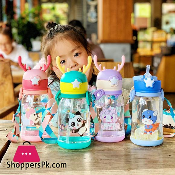 Children Bottle for Outdoor Travel School Cute Cartoon Animal Baby Water Bottle with Shoulder Strap for Boy Girl