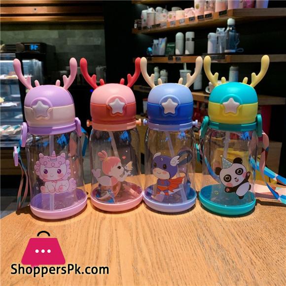 Children Bottle for Outdoor Travel School Cute Cartoon Animal Baby Water Bottle with Shoulder Strap for Boy Girl
