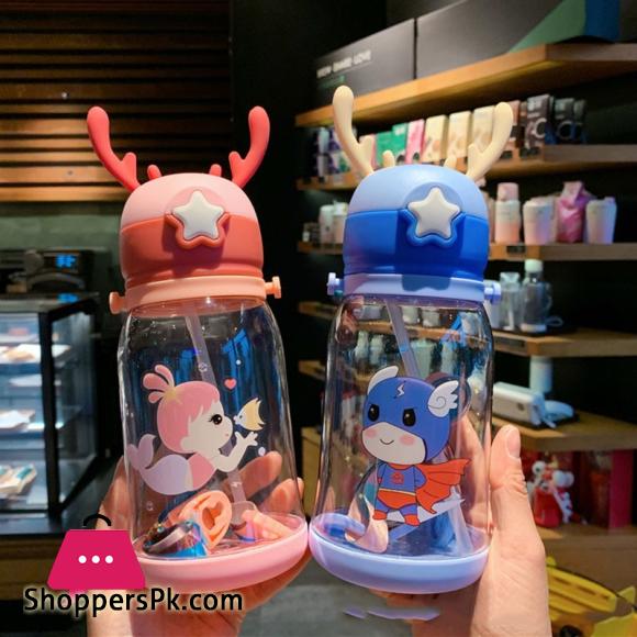 Children Bottle for Outdoor Travel School Cute Cartoon Animal Baby Water Bottle with Shoulder Strap for Boy Girl