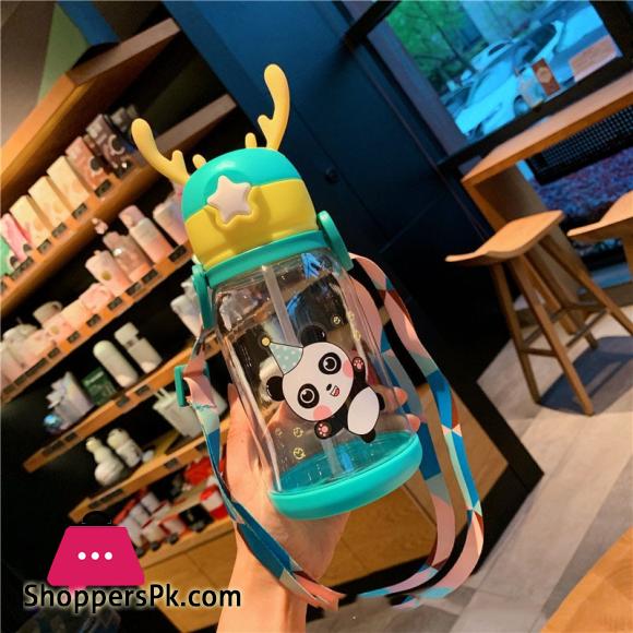 Children Bottle for Outdoor Travel School Cute Cartoon Animal Baby Water Bottle with Shoulder Strap for Boy Girl
