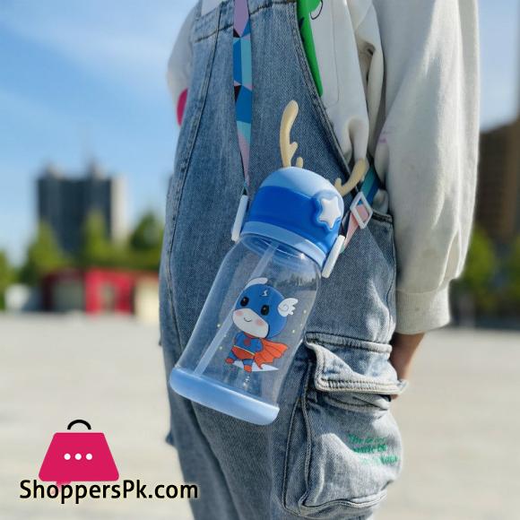 Children Bottle for Outdoor Travel School Cute Cartoon Animal Baby Water Bottle with Shoulder Strap for Boy Girl