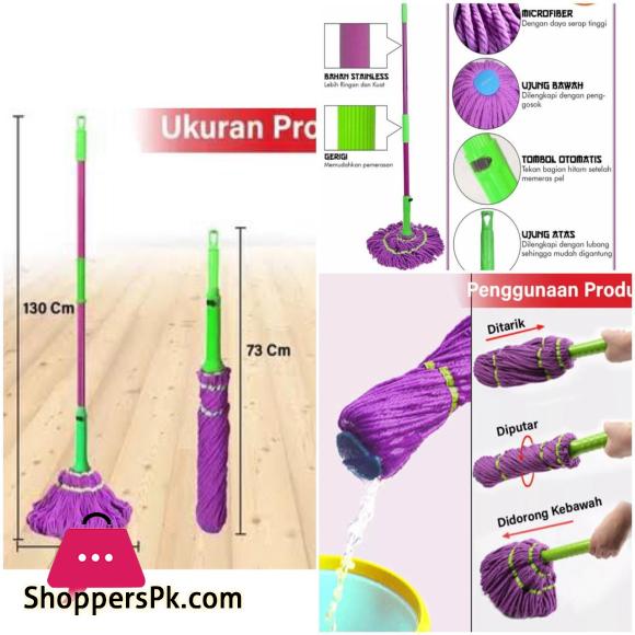 Easy Self Wringing Twist Mop Microfiber Squeeze Mop Replacement Mop Head Dry & Wet Mop For Hardwood Tile & Floor Cleaning