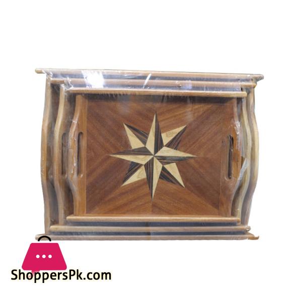 Elegant Wood Serving Tray Set of 3 - EW1116
