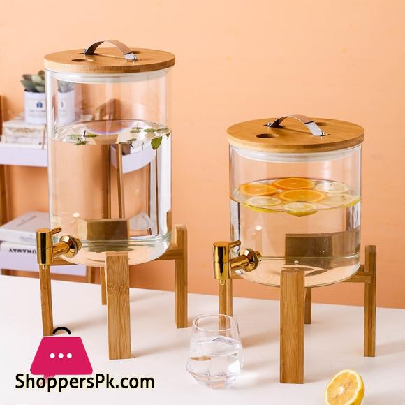 Glass Drink Dispenser with Spout Stainless Steel Beverage Dispenser with Stand for Parties Lemonade Stand for Tea Coffee Cold Milk Water Juice in Parties Offices Weddings - 11-Liter