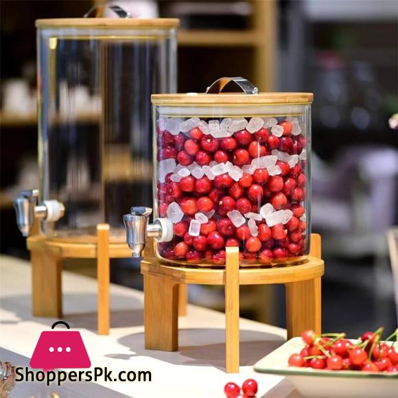 Glass Drink Dispenser with Spout Stainless Steel Beverage Dispenser with Stand for Parties Lemonade Stand for Tea Coffee Cold Milk Water Juice in Parties Offices Weddings - 11-Liter