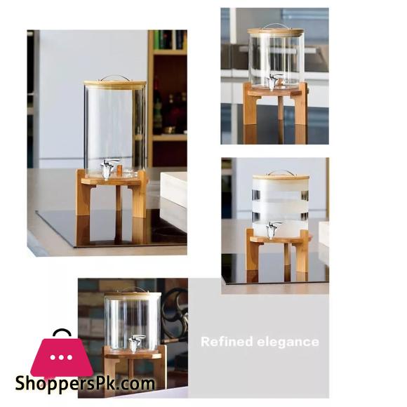 Glass Drink Dispenser with Spout Stainless Steel Beverage Dispenser with Stand for Parties Lemonade Stand for Tea Coffee Cold Milk Water Juice in Parties Offices Weddings - 11-Liter