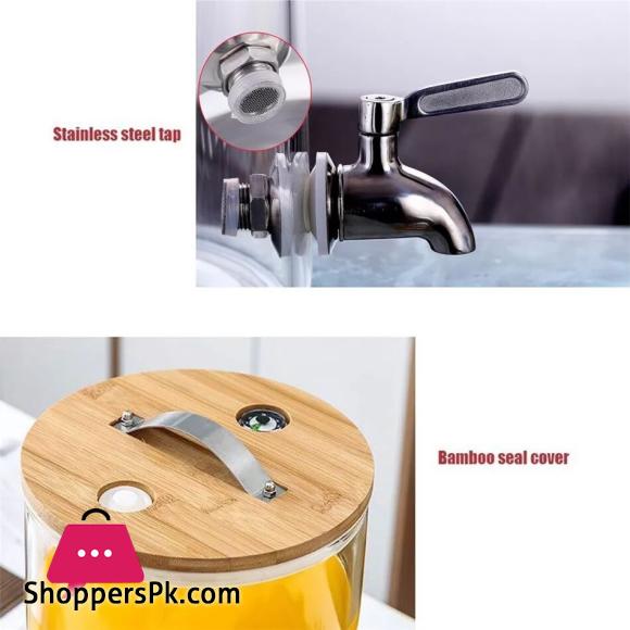 Glass Drink Dispenser with Spout Stainless Steel Beverage Dispenser with Stand for Parties Lemonade Stand for Tea Coffee Cold Milk Water Juice in Parties Offices Weddings - 11-Liter