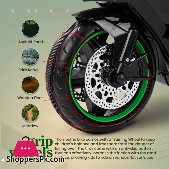 Kawaski Ninja H2R Battery Operated Bike for Kids Rechargeable Bike Electric Ride on Bike Battery Operated Kids Bike for Boys Girls 2 to 10 Years
