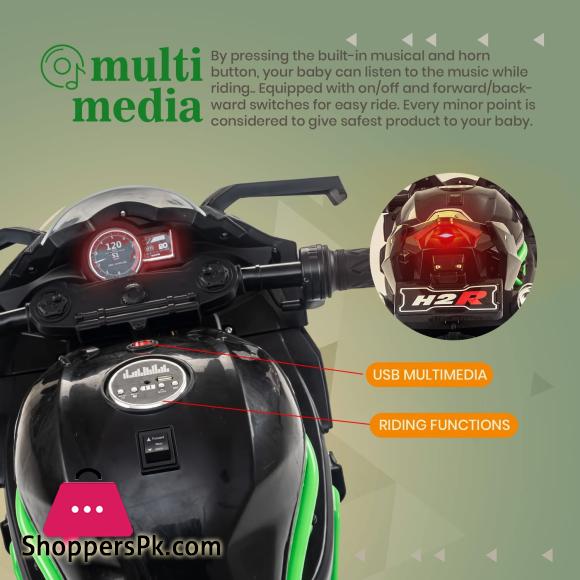 Kawaski Ninja H2R Battery Operated Bike for Kids Rechargeable Bike Electric Ride on Bike Battery Operated Kids Bike for Boys Girls 2 to 10 Years