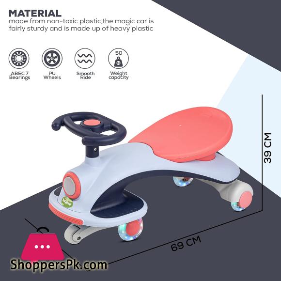 Magic Cars for Kids Baby Swing Car for Kids with Scratch Free PU Led Wheels & Led Lights Ride on Toy Kids Car Push Ride on Magic car for Kids 3 to 8 Years Boys Girls QT-8066
