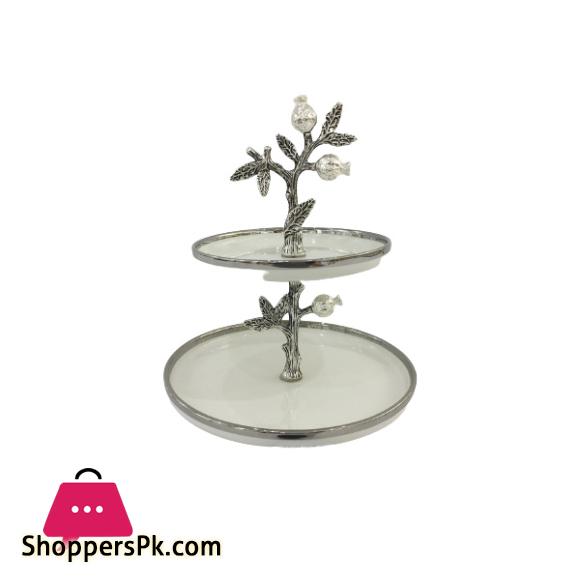 Orchid 2 Tier Cake and Cupcake Stand for Birthdays Wedding Party Dessert Holder Stand Silver WB984