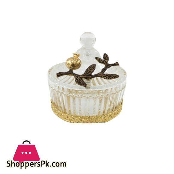 Orchid Candy Bowl with Lid Gold WB929