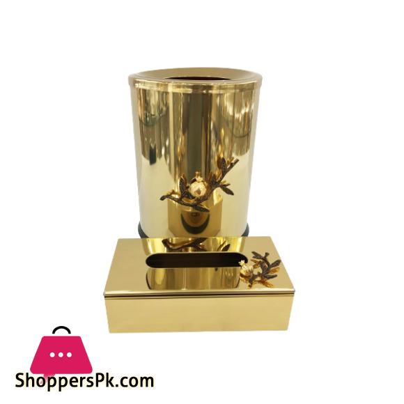 Orchid Silver Plated Fancy Dustbin & Tissue Box Set – WB934
