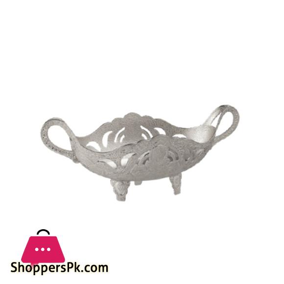 Osena Foted Gondola Pewter Metal Decorative Bowl Turkey Made Silver - 362-11