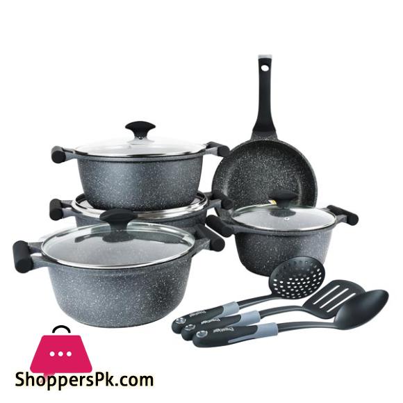 Prestige Essential Granite Cookware Set of 12 Pcs Black - 80965
