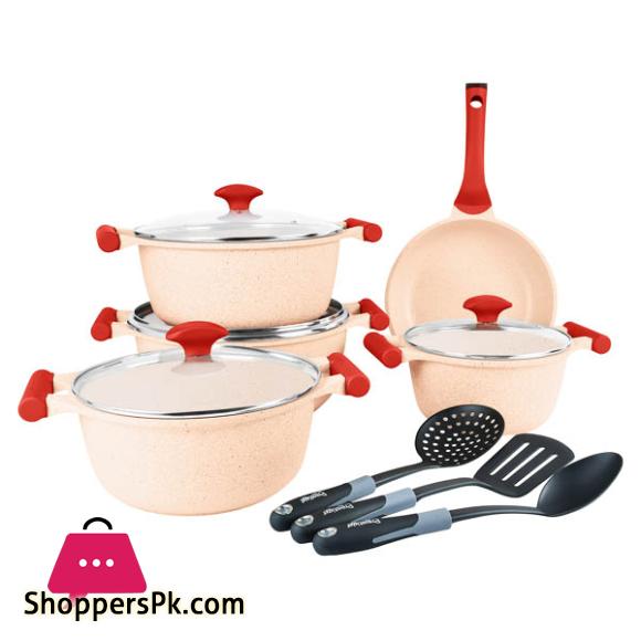 Prestige Essential Granite Cookware Set of 12 Pcs Pink - 80964