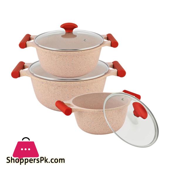 Prestige Essential Granite Cookware Set of 6 Pcs Pink - 80969