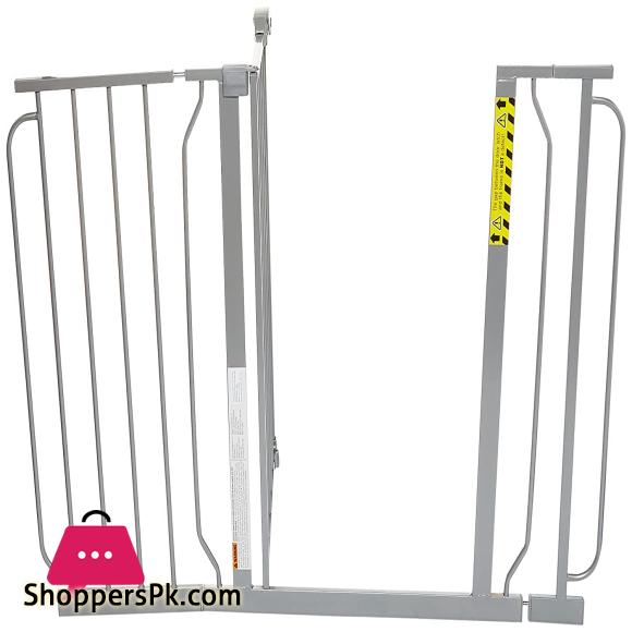 Regalo Easy Step 49-Inch Extra Wide Safety Gate Care For Baby Includes 4-Inch and 12-Inch Extension Kit 4 Pack of Pressure Mount Kit and 4 Pack of Wall Mount Kit Platinum - Total Pack of 1