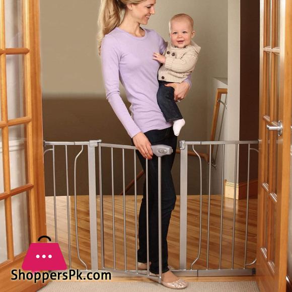 Regalo Easy Step 49-Inch Extra Wide Safety Gate Care For Baby Includes 4-Inch and 12-Inch Extension Kit 4 Pack of Pressure Mount Kit and 4 Pack of Wall Mount Kit Platinum - Total Pack of 1