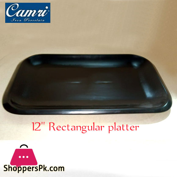 Camri Rectangular Serving Platter Retro Matte Black 12 Inch