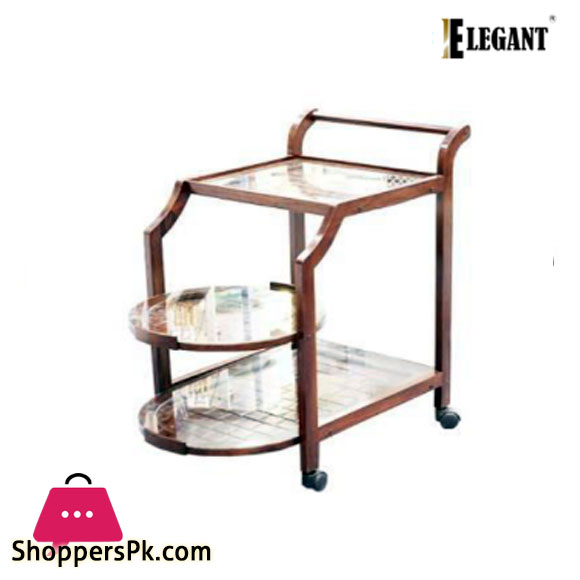 Elegant Wooden Speedy Glass Tea Trolley Dark Brown - ET88001