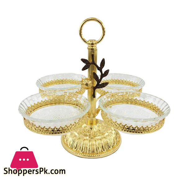 Orchid Silver Plated with 4 Layer Fruit Plate Glass Serving Pedestal Bowl – WB941