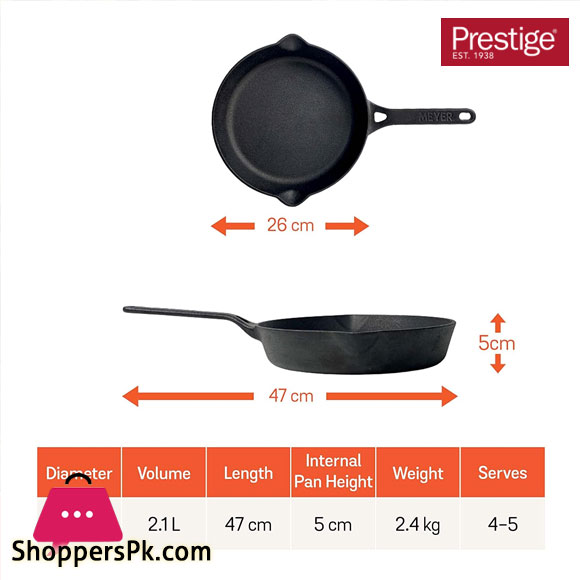 Prestige Meyer Skillet Pan Cast Iron FRYPAN Fry Pan 26CM - MY48494