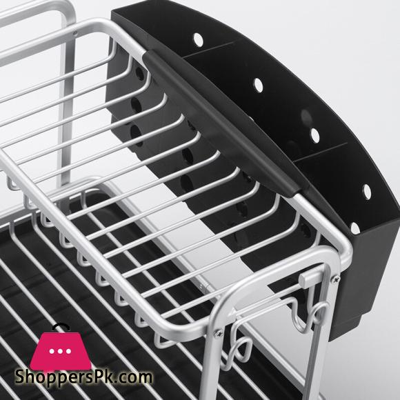 4 in 1 Aluminum Alloy Kitchen Dish Drying Rack Sink Drainer Plates Bowls Organizer Accessories Cutlery Wine Glass Storage Shelf