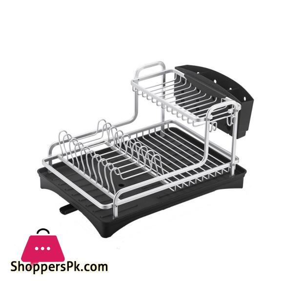 4 in 1 Aluminum Alloy Kitchen Dish Drying Rack Sink Drainer Plates Bowls Organizer Accessories Cutlery Wine Glass Storage Shelf